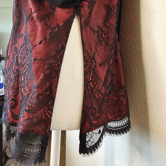 Moda International Top Lace Bustier Cami Spaghetti Strap Lace Red Women's Large - Picture 7 of 11